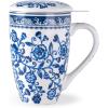 imageAmorArc Porcelain Tea Mug with Infuser and Lid 18 Oz Tea Cup with Handle for Loose Leaf Tea Gift for Tea Lovers of Men and WomenPeony