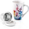 imageAmorArc Porcelain Tea Mug with Infuser and Lid 18 Oz Tea Cup with Handle for Loose Leaf Tea Gift for Tea Lovers of Men and WomenSage