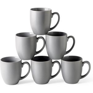 imageAmorArc 12 OZ Coffee Mugs Matte Coffee Cups with Large Handle for Man Woman Ceramic Coffee Mugs Set of 12 for LatteCappuccinoCocoaMilk Dishwasher ampamp Microwave SafeMatte Gray