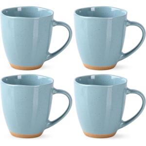 imageAmorArc 12oz Ceramic Coffee Mugs set of 6 Stylish Coffee Mugs with Rustic Terracotta Underside for Man Woman Dad Mom Suitable for LatteCappuccinoMilkCocoa DishwasherampampMicrowave Safe WhiteStone Blue