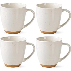 imageAmorArc 12oz Ceramic Coffee Mugs set of 6 Stylish Coffee Mugs with Rustic Terracotta Underside for Man Woman Dad Mom Suitable for LatteCappuccinoMilkCocoa DishwasherampampMicrowave Safe WhiteLight Beige