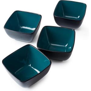 imageAmorArc 32oz Square Cereal Soup Bowls Stoneware Bowls Set of 4 for Kitchen Large Bowls for CerealSoupSaladMeal Microwave ampamp Dishwasher SafeColorful InsideGreen