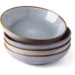 imageAmorArc 85 Large Ceramic Pasta Bowls Set 36oz Stoneware Bowls Set of 4 for Kitchen Reavtive Glaze BowlsMicrowave Dishwasher Safe for PastaSaladOatmeal BlueReactive Blue