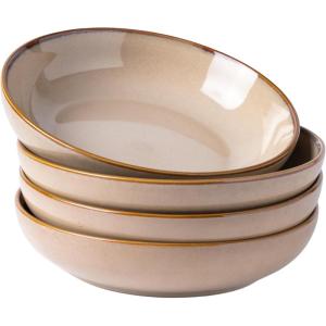 imageAmorArc 85 Large Ceramic Pasta Bowls Set 36oz Stoneware Bowls Set of 4 for Kitchen Reavtive Glaze BowlsMicrowave Dishwasher Safe for PastaSaladOatmeal BlueReactive Latte
