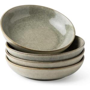imageAmorArc 85 Large Ceramic Pasta Bowls Set 36oz Stoneware Bowls Set of 4 for Kitchen Reavtive Glaze BowlsMicrowave Dishwasher Safe for PastaSaladOatmeal BlueRective Glaze