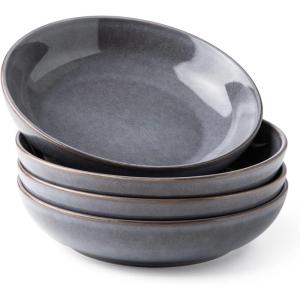 imageAmorArc 85 Large Ceramic Pasta Bowls Set 36oz Stoneware Bowls Set of 4 for Kitchen Reavtive Glaze BowlsMicrowave Dishwasher Safe for PastaSaladOatmeal BlueReactive Gray