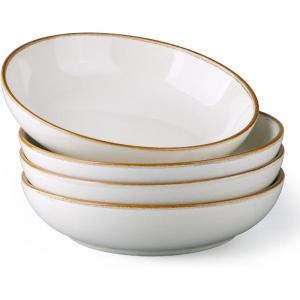 imageAmorArc 85 Large Ceramic Pasta Bowls Set 36oz Stoneware Bowls Set of 6 for Kitchen Reavtive Glaze BowlsMicrowaveDishwasher Safe for PastaSaladOatmealCeylon BluePearl White