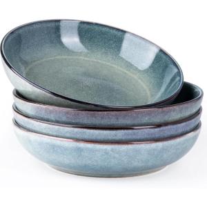 imageAmorArc 85 Large Ceramic Pasta Bowls Set 36oz Stoneware Bowls Set of 6 for Kitchen Reavtive Glaze BowlsMicrowaveDishwasher Safe for PastaSaladOatmealCeylon BlueCeylon Blue