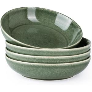 imageAmorArc 85 Large Ceramic Pasta Bowls Set 36oz Stoneware Bowls Set of 6 for Kitchen Reavtive Glaze BowlsMicrowaveDishwasher Safe for PastaSaladOatmealCeylon BlueJade Green