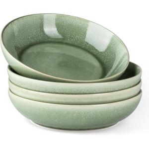 imageAmorArc 85 Large Ceramic Pasta Bowls Set 36oz Stoneware Bowls Set of 6 for Kitchen Reavtive Glaze BowlsMicrowaveDishwasher Safe for PastaSaladOatmealCeylon BlueOlive Green