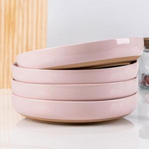 imageAmorArc 875 Large Ceramic Pasta Bowls 36oz Handpainted Stoneware Bowls Set of 4 MicrowaveampampDishwasher Safe Bowls with Rustic Terracotta Underside for Pasta Salad MultiColorCloud Pink