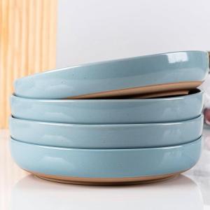 imageAmorArc 875 Large Ceramic Pasta Bowls 36oz Handpainted Stoneware Bowls Set of 4 MicrowaveampampDishwasher Safe Bowls with Rustic Terracotta Underside for Pasta Salad MultiColorStone Blue