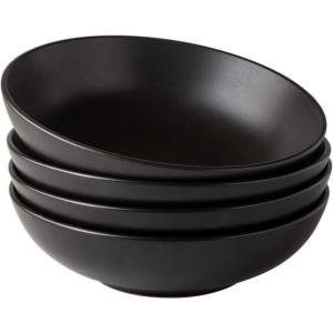 imageAmorArc 875 Large Pasta Bowls 42 ounce Deep Stoneware Bowls Set of 4 for Kitchen Wide Bowl for PastaSaladFruitOatmealSoup MicrowaveampampDishwasher SafeMatte BlackMatte Black