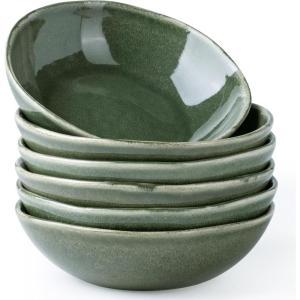 imageAmorArc Ceramic Cereal Bowls Set of 6 24 oz Handmade Stoneware Bowls Set for Cereal Soup Salad Stylish Kitchen bowls for Meal Dishwasher ampamp Microwave Safe Reactive GlazeCappuccinoJade Green
