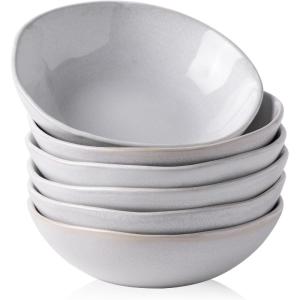 imageAmorArc Ceramic Cereal Bowls Set of 6 24 oz Handmade Stoneware Bowls Set for Cereal Soup Salad Stylish Kitchen bowls for Meal Dishwasher ampamp Microwave Safe Reactive GlazeCappuccinoReactive White