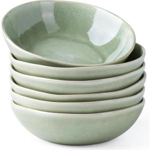 imageAmorArc Ceramic Cereal Bowls Set of 6 24 oz Handmade Stoneware Bowls Set for Cereal Soup Salad Stylish Kitchen bowls for Meal Dishwasher ampamp Microwave Safe Reactive GlazeCappuccinoOlive Green