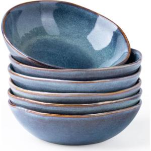 imageAmorArc Ceramic Cereal Bowls Set of 6 24 oz Handmade Stoneware Bowls Set for Cereal Soup Salad Stylish Kitchen bowls for Meal Dishwasher ampamp Microwave Safe Reactive GlazeCappuccinoCeylon Blue