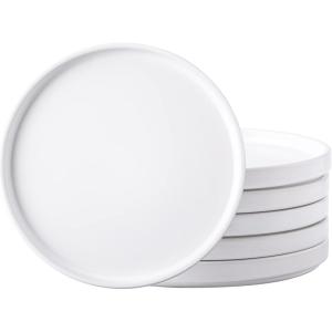 imageAmorArc Ceramic Dinner Plates Set of 6 100 Inch Matte Stoneware Plates for KitchenModern Flat Dinnerware Dishes SetMicrowaveampamp Dishwasher Safe Scratch Resistant Matte BlackMatte White