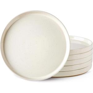 imageAmorArc Ceramic Dinner Plates Set of 6 100 Inch Matte Stoneware Plates for KitchenModern Flat Dinnerware Dishes SetMicrowaveampamp Dishwasher Safe Scratch Resistant Matte BlackBeige