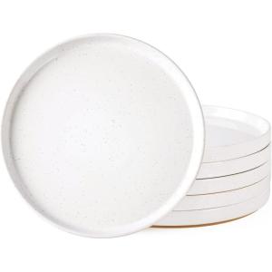 imageAmorArc Ceramic Dinner Plates Set of 6 100 Inch Matte Stoneware Plates for KitchenModern Flat Dinnerware Dishes SetMicrowaveampamp Dishwasher Safe Scratch Resistant Matte BlackWhite