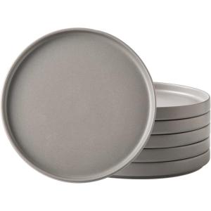 imageAmorArc Ceramic Dinner Plates Set of 6 100 Inch Matte Stoneware Plates for KitchenModern Flat Dinnerware Dishes SetMicrowaveampamp Dishwasher Safe Scratch Resistant Matte BlackMatt Gray