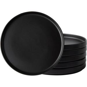 imageAmorArc Ceramic Dinner Plates Set of 6 100 Inch Matte Stoneware Plates for KitchenModern Flat Dinnerware Dishes SetMicrowaveampamp Dishwasher Safe Scratch Resistant Matte BlackMatte Black