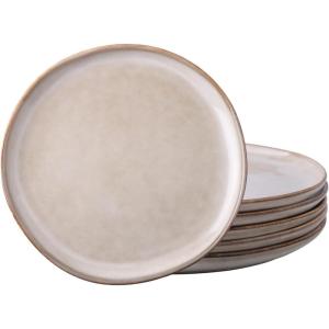 imageAmorArc Ceramic Dinner Plates Set of 6 105 Inch Handmade Reactive Glaze Stoneware PlatesLarge Rustic Shape Dinnerware Dish Set for Kitchen Microwave ampamp Dishwasher SafeScratch ResistantPearl WhiteCappuccino
