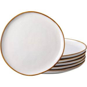 imageAmorArc Ceramic Dinner Plates Set of 6 105 Inch Handmade Reactive Glaze Stoneware PlatesLarge Rustic Shape Dinnerware Dish Set for Kitchen Microwave ampamp Dishwasher SafeScratch ResistantPearl WhitePearl White