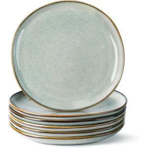 imageAmorArc Ceramic Dinner Plates Set of 6 105 Inch Handmade Reactive Glaze Stoneware PlatesLarge Rustic Shape Dinnerware Dish Set for Kitchen Microwave ampamp Dishwasher SafeScratch ResistantPearl WhiteGreen Wheat