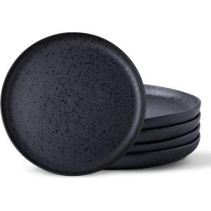 imageAmorArc Ceramic Dinner Plates Set of 6 Wavy Rim 105 Inch Stoneware Dish Set Large Dinnerware Plates for KitchenMicrowaveampampDishwasher Safe Scratch ResistantReactive Glaze Matte BlackMatte Speckled Black
