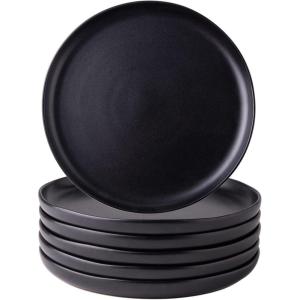 imageAmorArc Ceramic Dinner Plates Set of 6 Wavy Rim 105 Inch Stoneware Dish Set Large Dinnerware Plates for KitchenMicrowaveampampDishwasher Safe Scratch ResistantReactive Glaze Matte BlackBlack