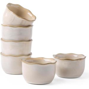 imageAmorArc Ceramic Ramekins 4 oz Small Oven Safe Baking Dishes for Creme Brulee Lava Cakes Pudding Custard Cups Souffle Pot Pie Porcelain Ramekins Sauce Bowls Set of 6