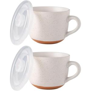 imageAmorArc Ceramic Soup Mugs with Lid 24 oz Large Soup Cups with Hanlde for Coffee Cereal Salad Noodles Tea Soup Bowls Cups MicrowaveampampDishwasher Safe Set of 2 Mix 24oz  Set of 2Alloy Orange