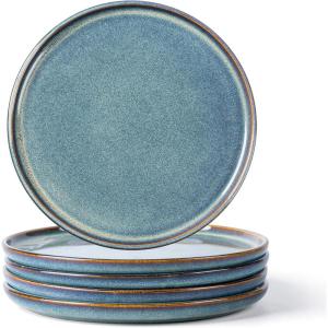 imageAmorArc Dinner Plates Set of 6 105 Inch Reactive Glaze Ceramic Plates Set Microwave Dishwasher Safe Scratch Resistant Modern Large Dinnerware Dishes Set Kitchen Stoneware PlatesCeylon Blue