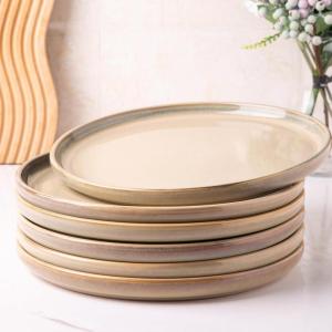 imageAmorArc Dinner Plates Set of 6 105 Inch Reactive Glaze Ceramic Plates Set Microwave Dishwasher Safe Scratch Resistant Modern Large Dinnerware Dishes Set Kitchen Stoneware PlatesReactive Latte