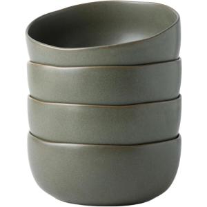 imageAmorArc Stoneware Cereal Bowls for Kitchen 28oz Large Ceramic Soup Bowls Set of 4 for Meal Oven MicrowaveampampDishwasher safe Kitchen Bowls with Wavy Rim Matte BlackReactive Glaze