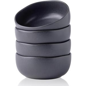 imageAmorArc Stoneware Cereal Bowls for Kitchen 28oz Large Ceramic Soup Bowls Set of 6 for Meal ChipResistant Kitchen Bowls with Wavy Rim Reactive GlazeMatte BlackSpeckled Black