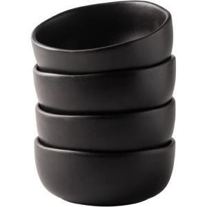 imageAmorArc Stoneware Cereal Bowls for Kitchen 28oz Large Ceramic Soup Bowls Set of 6 for Meal ChipResistant Kitchen Bowls with Wavy Rim Reactive GlazeMatte BlackMatte Black