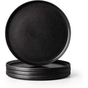 imageAmorArc Stoneware Dinner Plates Set of 4 105 Inch Reactive Matte Glaze Ceramic Plates Set Modern Dinnerware Dish set for Kitchen Microwave Dishwasher Safe Scratch ResistantMatte Black