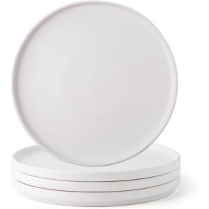 imageAmorArc Stoneware Dinner Plates Set of 4 105 Inch Reactive Matte Glaze Ceramic Plates Set Modern Dinnerware Dish set for Kitchen Microwave Dishwasher Safe Scratch ResistantMatte White