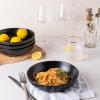 imageAmorArc 85 Inch Stoneware Pasta Bowls 32oz Large Bowls Set of 4 for Kitchen Wide Bowls for PastaSaladOatmeal MicrowaveampampDishwasher Safe Matte WhiteMatte Black