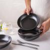 imageAmorArc 85 Inch Stoneware Pasta Bowls 32oz Large Bowls Set of 4 for Kitchen Wide Bowls for PastaSaladOatmeal MicrowaveampampDishwasher Safe Matte WhiteMatte Black