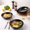 imageAmorArc 85 Inch Stoneware Pasta Bowls 32oz Large Bowls Set of 4 for Kitchen Wide Bowls for PastaSaladOatmeal MicrowaveampampDishwasher Safe Matte WhiteMatte Black