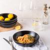 imageAmorArc 85 Inch Stoneware Pasta Bowls 32oz Large Bowls Set of 4 for Kitchen Wide Bowls for PastaSaladOatmeal MicrowaveampampDishwasher Safe Matte WhiteMatte Black