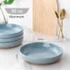 imageAmorArc 875 Large Ceramic Pasta Bowls 38oz Handpainted Stoneware Bowls Set of 4 MicrowaveampampDishwasher Safe Bowls with Rustic Terracotta Underside for Pasta Salad WhiteStone Blue