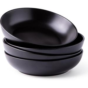 imageAmorArc 85 Inch Stoneware Pasta Bowls 32oz Large Bowls Set of 4 for Kitchen Wide Bowls for PastaSaladOatmeal MicrowaveampampDishwasher Safe Matte WhiteMatte Black