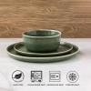 imageAmorArc Ceramic Dinnerware Sets for 4Round Reactive Glaze Stoneware Plates and Bowls SetHighly Scratch Resistant Dishware  Dishwasher ampamp Microwave Safe Dishes SetService for 4 12pcJade Green