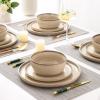imageAmorArc Ceramic Dinnerware Sets for 4Round Reactive Glaze Stoneware Plates and Bowls SetHighly Scratch Resistant Dishware  Dishwasher ampamp Microwave Safe Dishes SetService for 4 12pcLatte Color