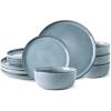 imageAmorArc Ceramic Dinnerware Sets for 4Round Reactive Glaze Stoneware Plates and Bowls SetHighly Scratch Resistant Dishware  Dishwasher ampamp Microwave Safe Dishes SetService for 4 12pcAngel Blue