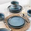 imageAmorArc Ceramic Dinnerware Sets for 4Round Reactive Glaze Stoneware Plates and Bowls SetHighly Scratch Resistant Dishware  Dishwasher ampamp Microwave Safe Dishes SetService for 4 12pcCeylon Blue